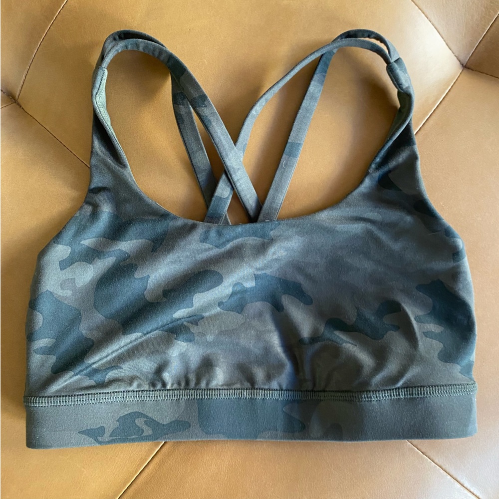 Lululemon Energy Sports Bra Savasana Camo Fatigue Green Luxtreme Camouflage